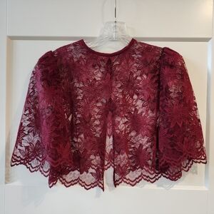 Elegant Burgundy Lace Cape